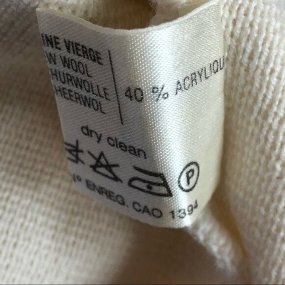 Vintage Rodier Off White Cream Wool Sweater Dress Criss Cross Back - Picture 12 of 12